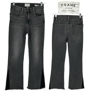 FRAME Le Crop Mini Boot Raw Hem Mermaid Whiskered Jeans Womens Sz 26 Stretch EUC